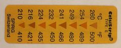 Celsistrip-znacznik temperatury, samoprzylepna etykieta termoczuła<br>CS-E, 210°C - 260°C, 8 temperatur, opakowanie 10 etykiet