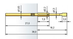 Igła testowa 2053-Y3F-1.5N-AU-1.5X0.5X2.5, raster 2,54 (100 mil)